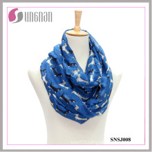 2015 Dachshund Pattern Printed Voile Ladies Infinity Scarf (SNSJ008)